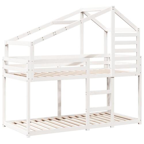Køjeseng med tag 75x190 cm massivt fyrretræ hvid