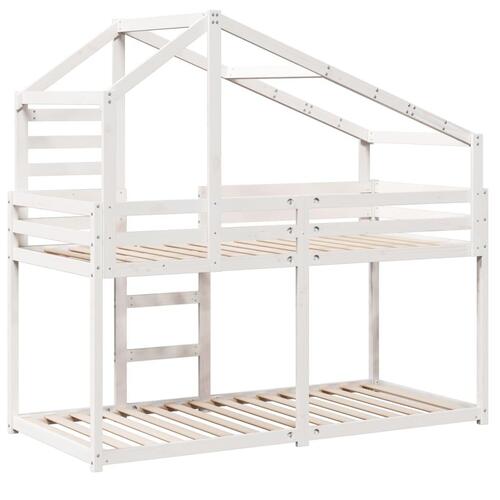 Køjeseng med tag 75x190 cm massivt fyrretræ hvid