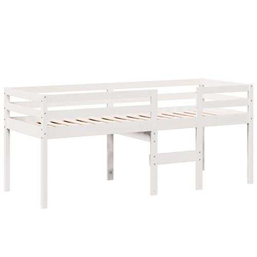Højseng med tag 90x190 cm massivt fyrretræ hvid