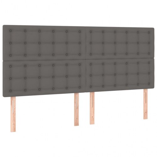 Kontinentalseng med madras 200 x 200 cm - kunstlæder, grå