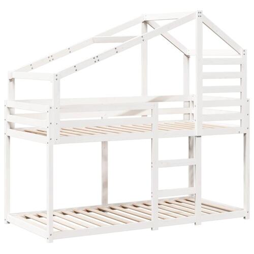 Køjeseng med tag 90x190 cm massivt fyrretræ hvid