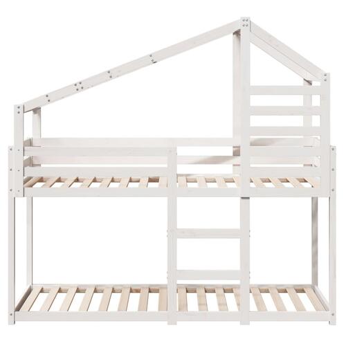 Køjeseng med tag 90x190 cm massivt fyrretræ hvid