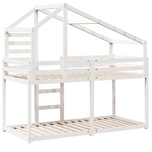 Køjeseng med tag 90x190 cm massivt fyrretræ hvid
