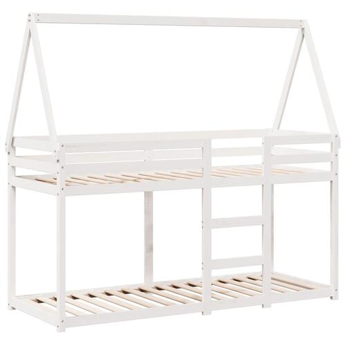 Køjeseng med tag 90x200 cm massivt fyrretræ hvid