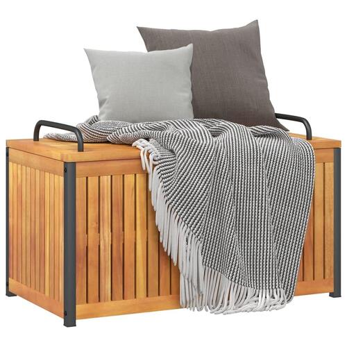 Udendørs hyndeboks 85x45x45/53 cm massivt akacietræ og stål