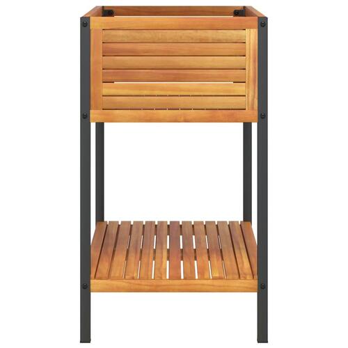 Plantekasse med hylde 80x45x80 cm massivt akacietræ og stål
