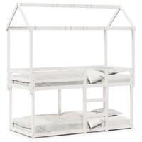 Køjeseng med tag 75x190 cm massivt fyrretræ hvid