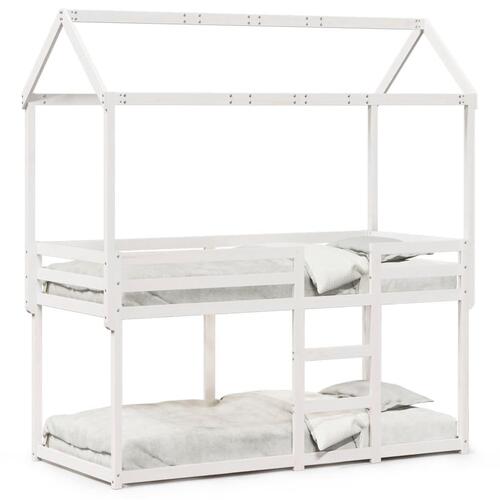 Køjeseng med tag 75x190 cm massivt fyrretræ hvid