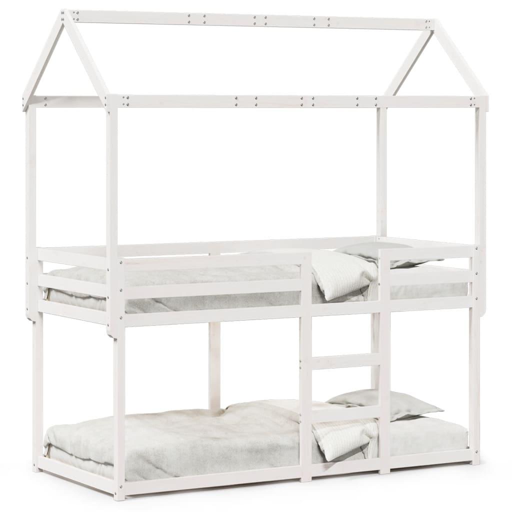 Køjeseng med tag 75x190 cm massivt fyrretræ hvid