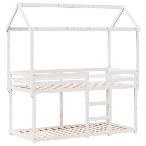 Køjeseng med tag 75x190 cm massivt fyrretræ hvid