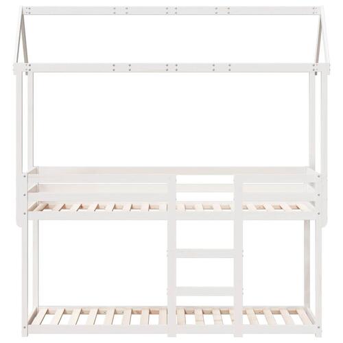 Køjeseng med tag 75x190 cm massivt fyrretræ hvid