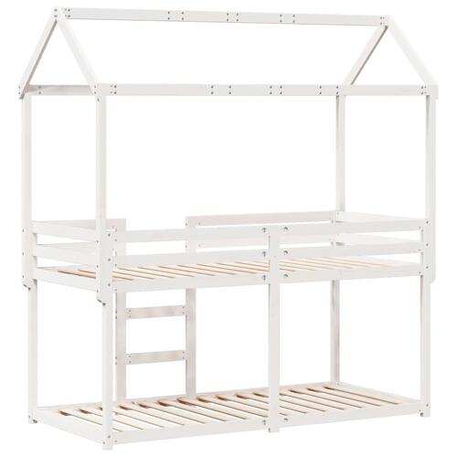 Køjeseng med tag 75x190 cm massivt fyrretræ hvid