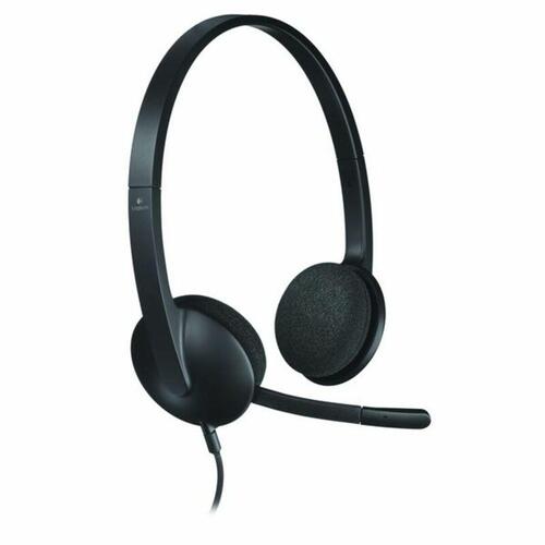 Hovedtelefoner med mikrofon Logitech 981-000475 USB 1,8 m Sort