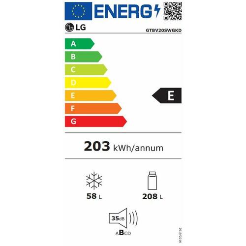 Kombineret køleskab LG GTBV20SWGKD