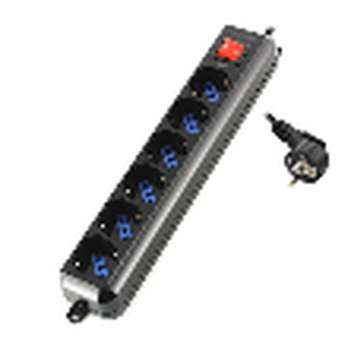 Ewent stikdåse 6 udtag med kontakt, Schuko, 1,5 m - sort