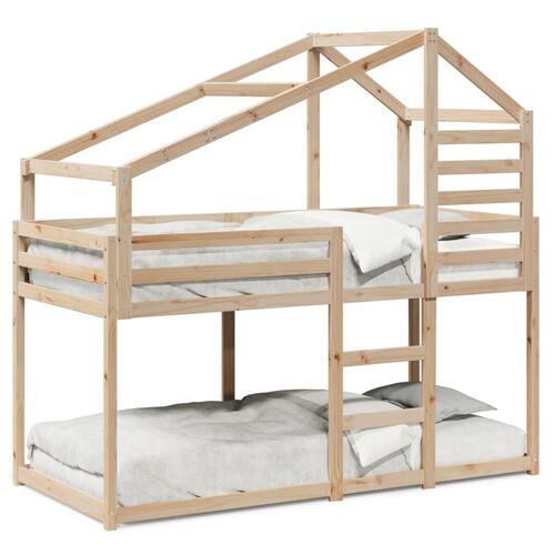 Køjeseng med tag 75x190 cm massivt fyrretræ hvid
