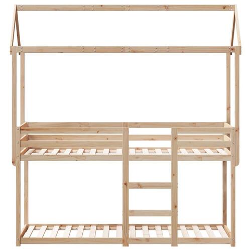 Køjeseng med tag 75x190 cm massivt fyrretræ hvid