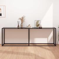 Konsolbord 220x35x75,5 cm hærdet glas sort