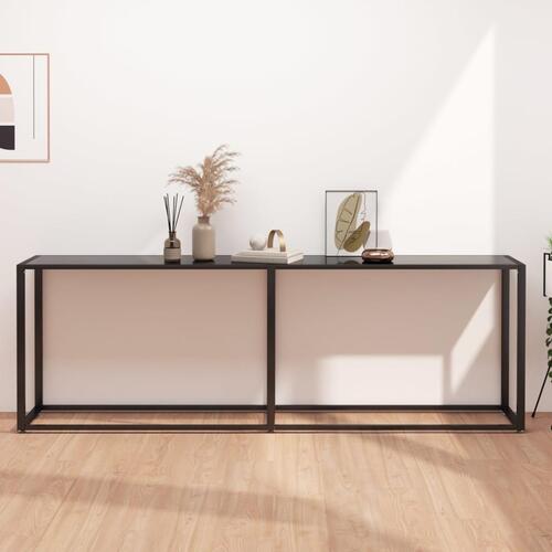 Konsolbord 220x35x75,5 cm hærdet glas sort