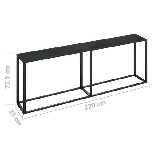 Konsolbord 220x35x75,5 cm hærdet glas sort
