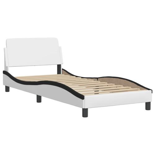 Seng med madras 90x190 cm kunstlæder hvid og sort