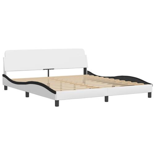 Seng med madras 180x200 cm kunstlæder hvid og sort