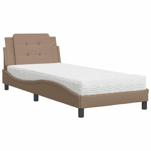 Seng med madras 80x200 cm kunstlæder cappuccinofarvet