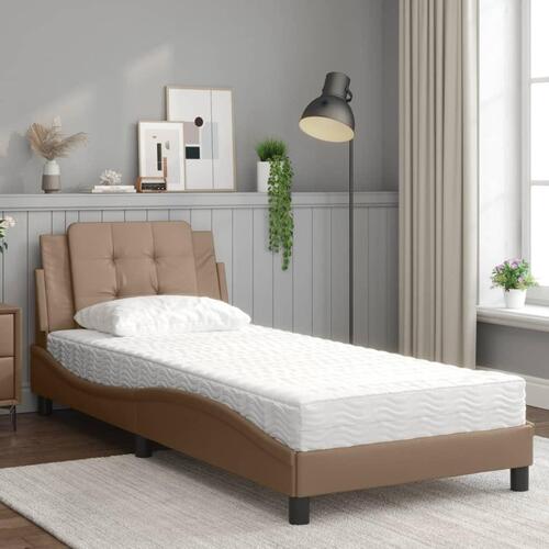 Seng med madras 80x200 cm kunstlæder cappuccinofarvet