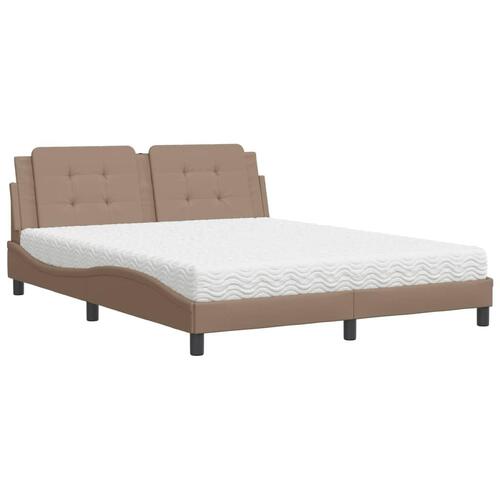 Seng med madras 160x200 cm kunstlæder cappuccinofarvet