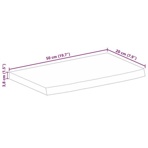 Bordplade 50x20x3,8 cm naturlig kant massivt ru mangotræ