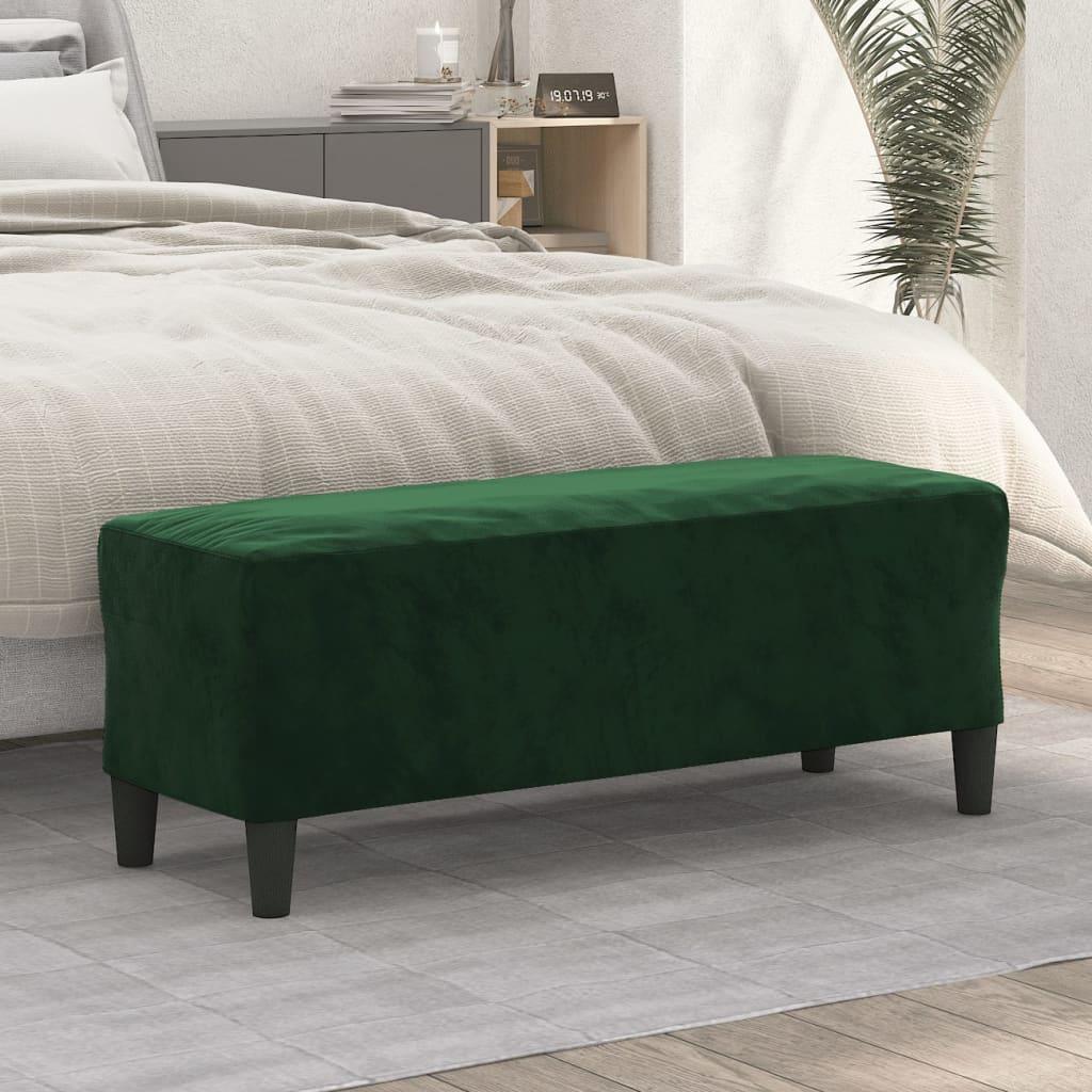 Bænk 100x35x41 cm fløjl mørkegrøn