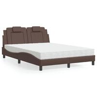 Seng med madras 140x190 cm kunstlæder brun