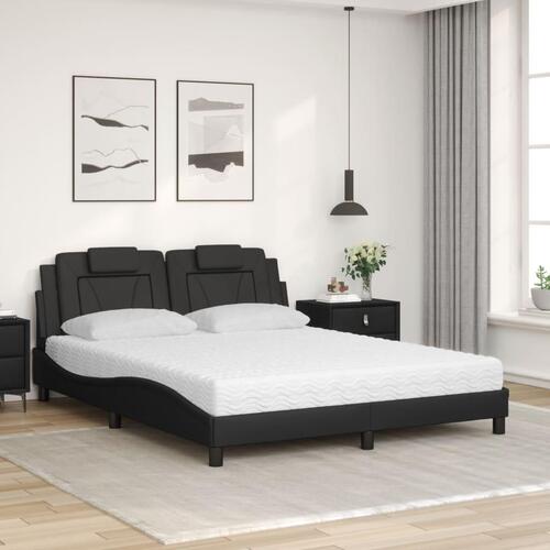Seng 160x200 cm kunstlæder sort