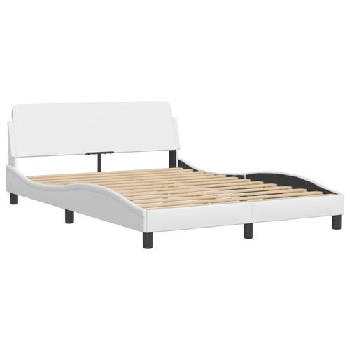 Seng med madras 140x190 cm kunstlæder hvid