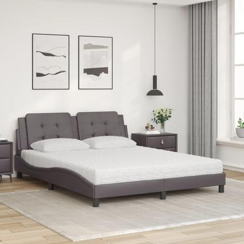 Seng med madras 160x200 cm kunstlæder grå