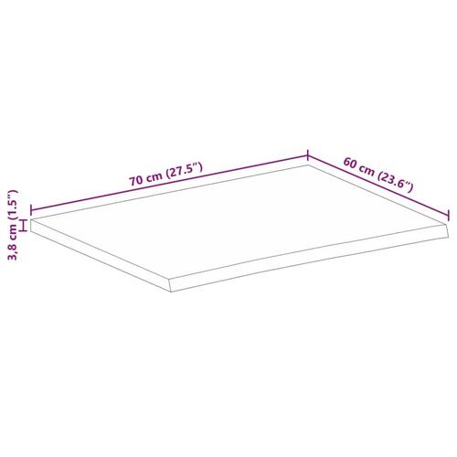 Bordplade 70x60x3,8 cm naturlig kant massivt ru mangotræ