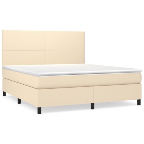 Kontinentalseng med madras 160×200 cm - stof, cremefarvet