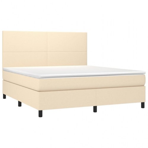 Kontinentalseng med madras 160×200 cm - stof, cremefarvet