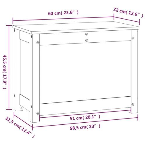 Opbevaringskasse 60x32x45,5 cm massivt fyrretræ hvid