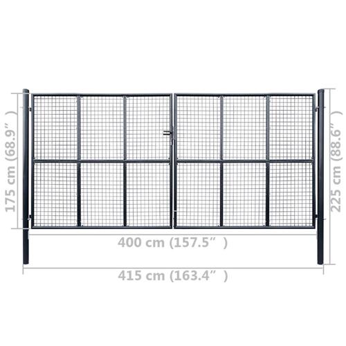 Havelåge i trådnet galvaniseret stål 400 x 175 cm grå