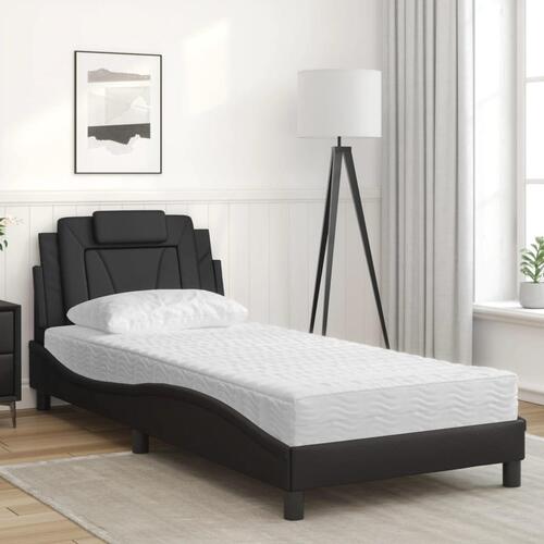 Seng med madras 90x190 cm kunstlæder sort