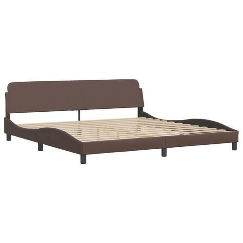 Seng med madras 200x200 cm kunstlæder brun