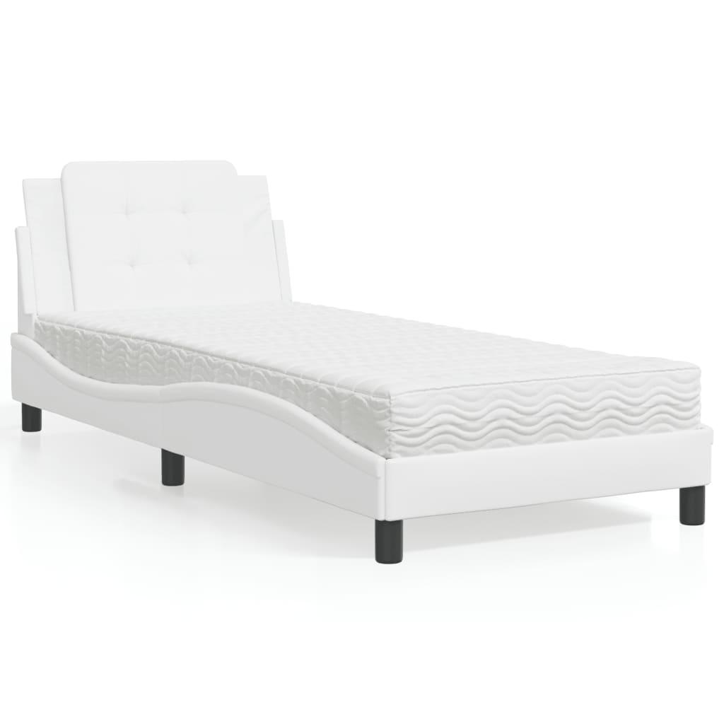 Seng med madras 80x200 cm kunstlæder hvid