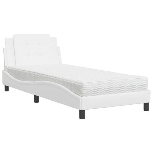 Seng med madras 80x200 cm kunstlæder hvid