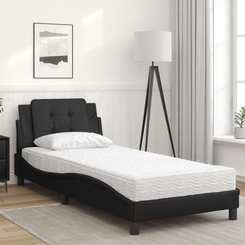 Seng med madras 90x200 cm kunstlæder sort