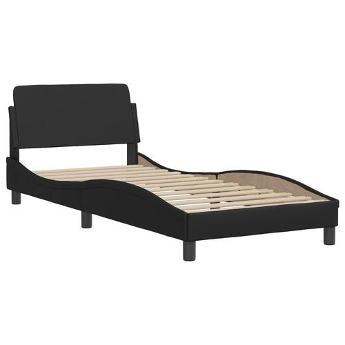 Seng med madras 90x200 cm kunstlæder sort