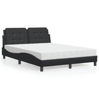 Seng med madras 140x190 cm kunstlæder sort