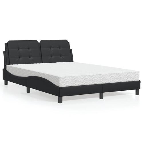 Seng med madras 140x190 cm kunstlæder sort
