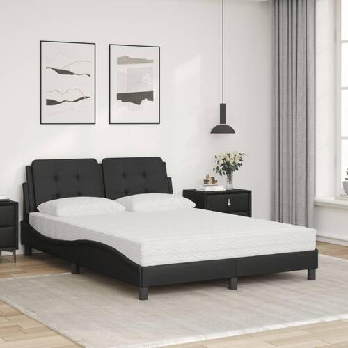 Seng med madras 140x190 cm kunstlæder sort