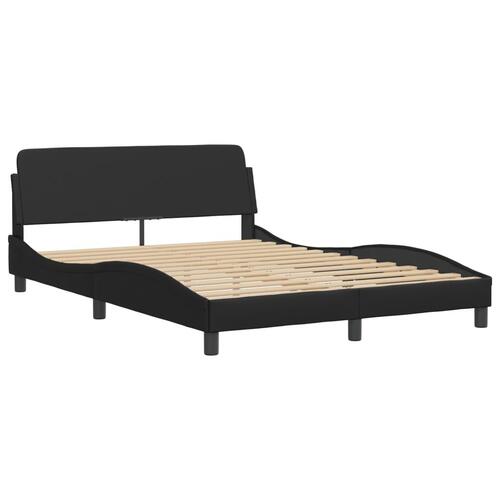 Seng med madras 140x190 cm kunstlæder sort